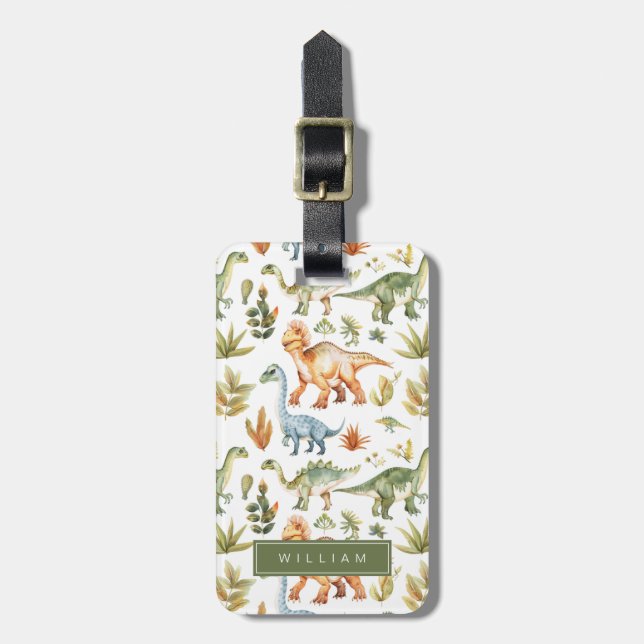 Dinosaur Luggage Tags Bagagebricka (Vertikal Framsida)