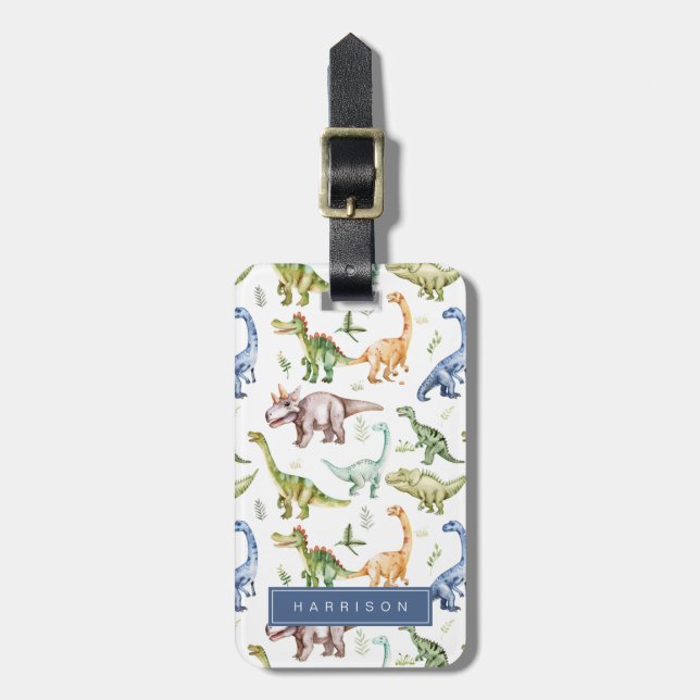 Dinosaur Luggage Tags Bagagebricka (Vertikal Framsida)