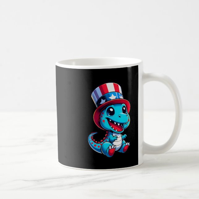 Dinosaur Lycklig 4:e juli Independence day Manar W Kaffemugg (Höger)