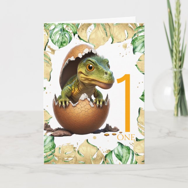 Dinosaur lycklig baby-jungelkort kort (Framsida)