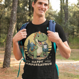 Dinosaur Lycklig Campersaurus Funny Camping T Shirt