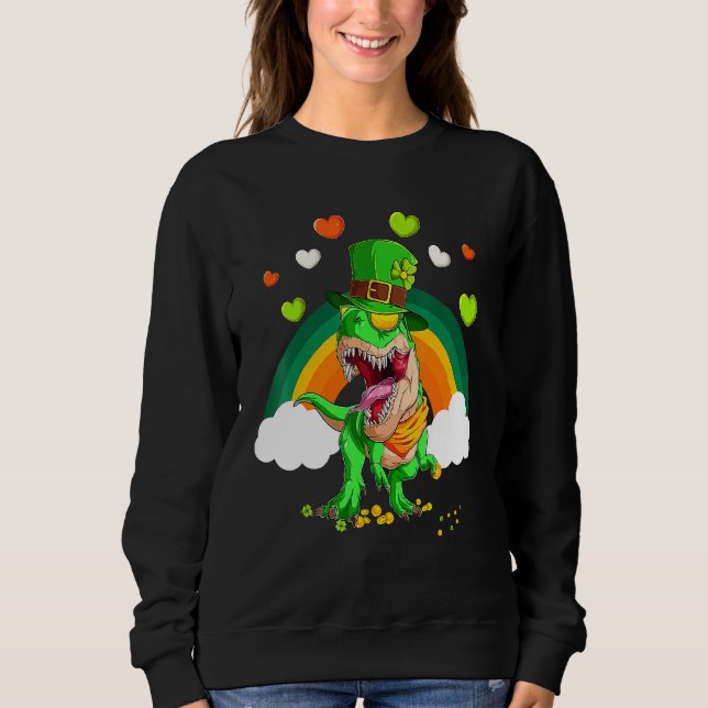 Dinosaur Lycklig St Pat Trex Day Dino St Patricks  T Shirt (Framsida)
