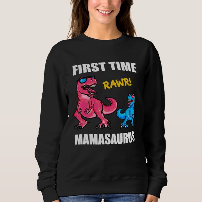 Dinosaur Mama  Baby Announcement First Time Mamasa T Shirt (Framsida)