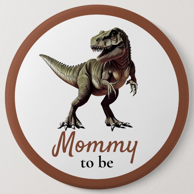 Dinosaur Mamma Baby Shower Knapp (Framsida)