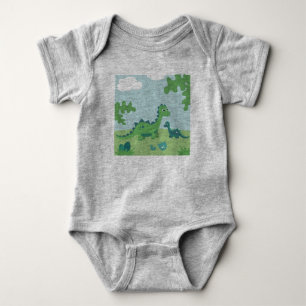 Dinosaur mamma och baby pojke i naturen t shirt
