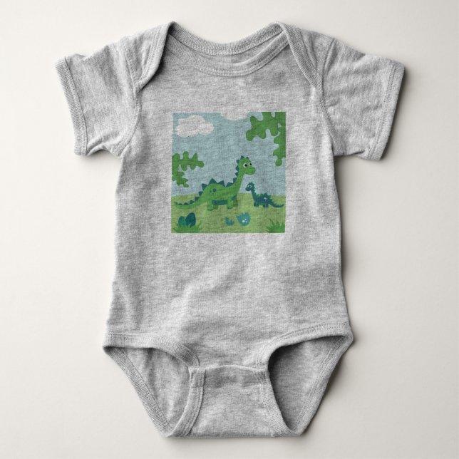 Dinosaur mamma och baby pojke i naturen t shirt (Framsida)