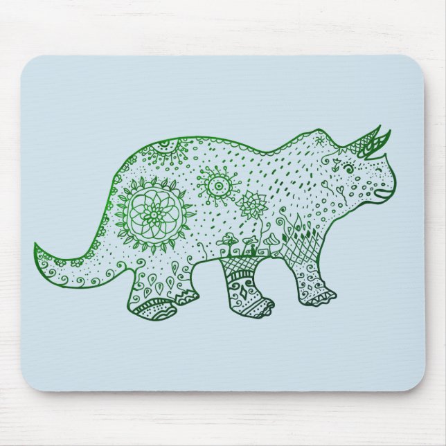 Dinosaur Mandala Triceratops Art Mousepad Musmatta (Framsidan)