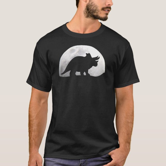 Dinosaur Måne Triceratops Dino Paleontology T Shirt (Framsida)