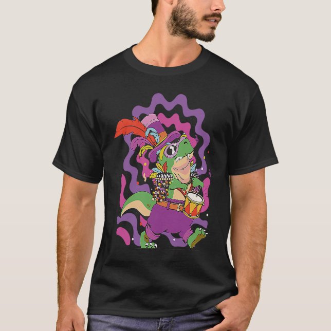 Dinosaur Mardi Gras Party Parade Shenanigans Carni T Shirt (Framsida)