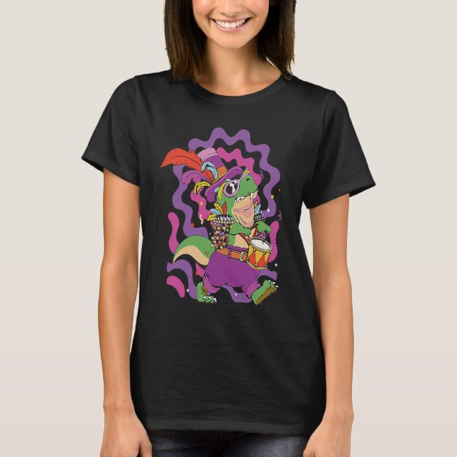 Dinosaur Mardi Gras Party Parade Shenanigans Carni T Shirt (Framsida)