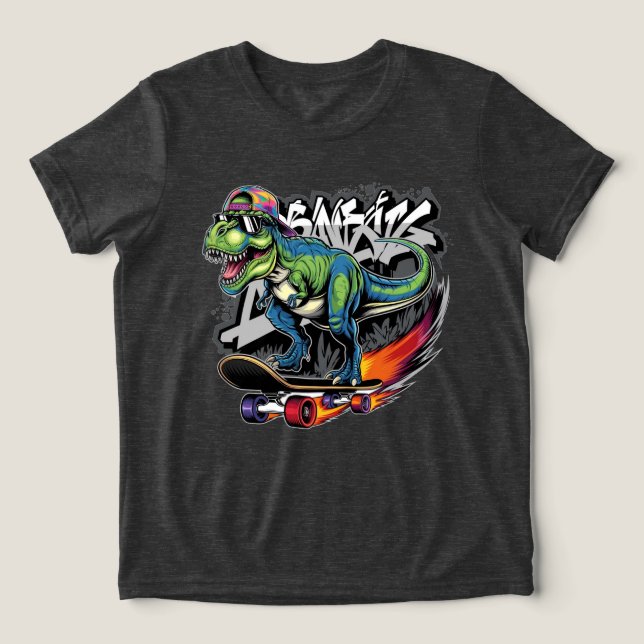 Dinosaur-marschering på skateboard t shirt (Design Framsida)
