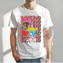 Dinosaur med С ostume i Pansexual Flagga Färg T Shirt