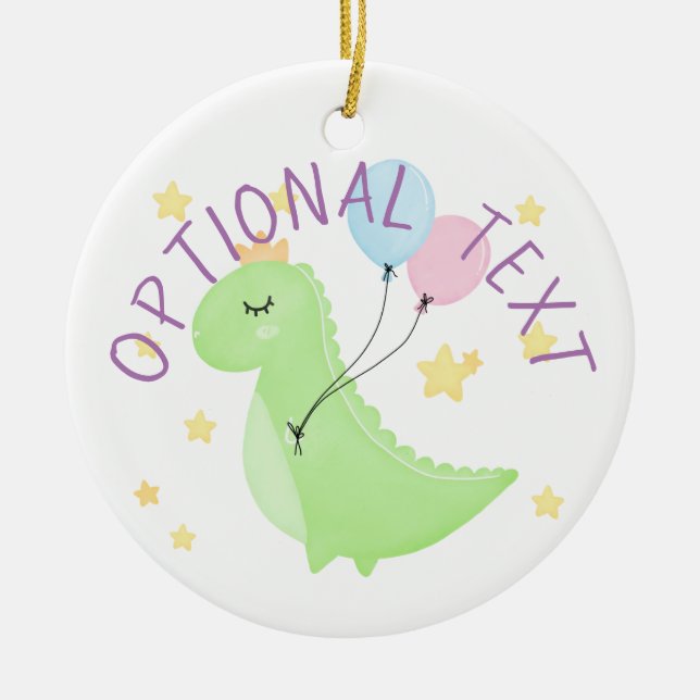 Dinosaur med ballonger julgransprydnad keramik (Framsidan)