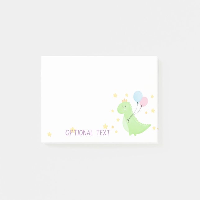 Dinosaur med ballonger post-it block (Framsida)