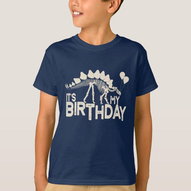 Dinosaur med Balloons Birthday T-shirt (Framsida)