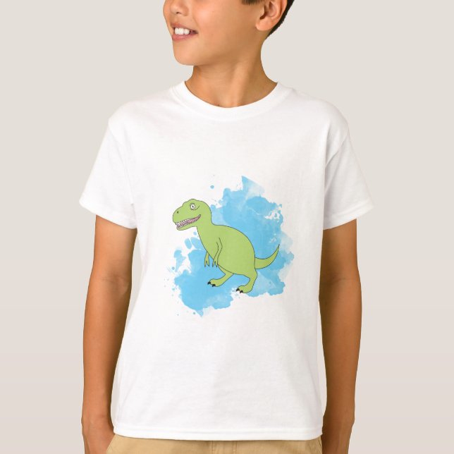Dinosaur med blå färg t shirt (Framsida)