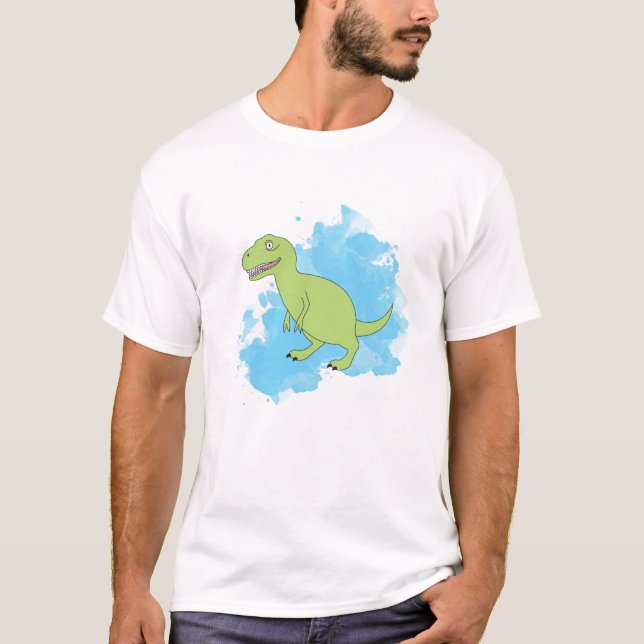 Dinosaur med blå färg t shirt (Framsida)