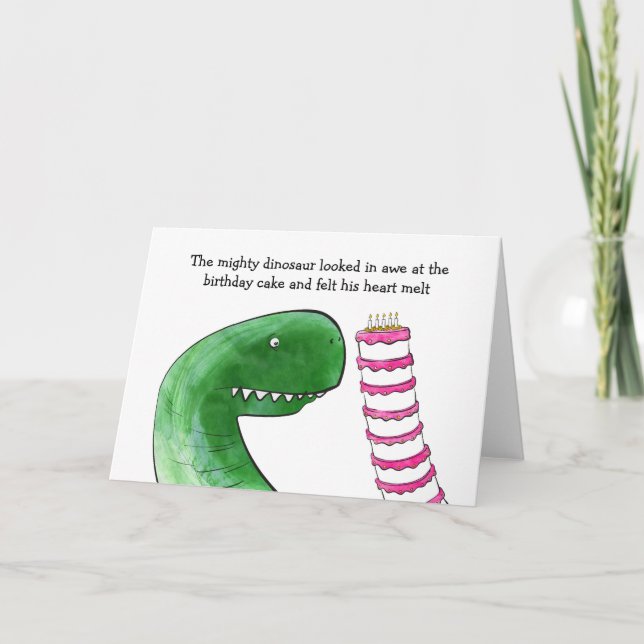 Dinosaur med födelsedagskort för kakor kort (Framsida)