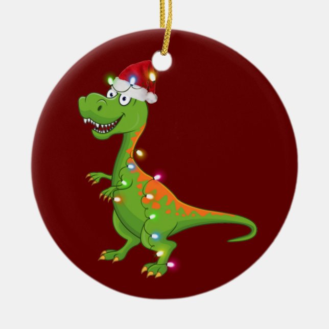dinosaur med hög jul i Ljus Julgransprydnad Keramik (Framsidan)