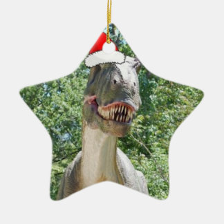 Dinosaur med Jultomten Hat till jul Julgransprydnad Keramik