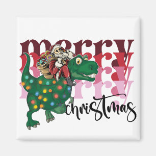 Dinosaur med Jultomten jul Magnet