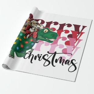 Dinosaur med Jultomten jul Presentpapper
