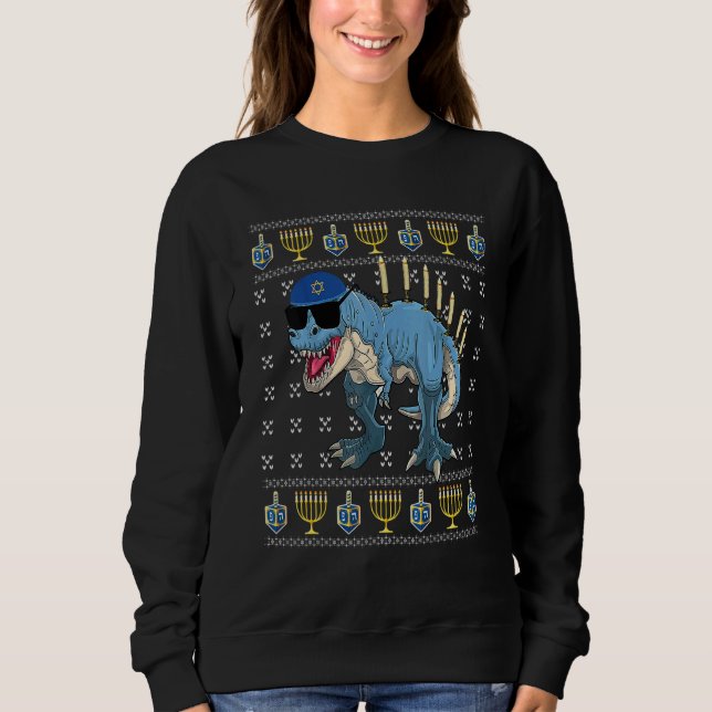 Dinosaur Menorah Hanukkah Chanukah Jewish Boys Kid T Shirt (Framsida)