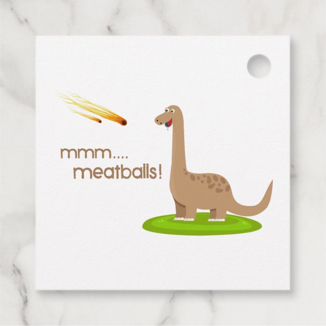 Dinosaur Meteor Meatbullar Gåvor Etiketter (Baksida)