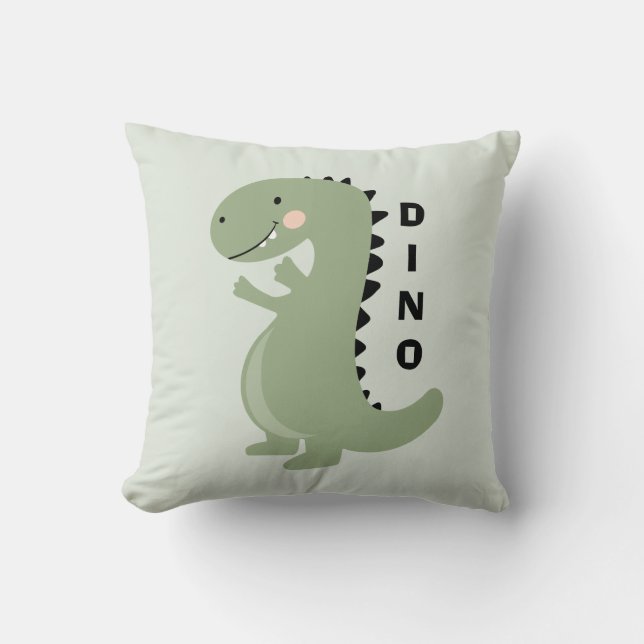 Dinosaur Modern Grönt Baby djur Nursery Decor Kudde (Framsida)