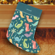 Dinosaur Mönster Blue Kid Monogram Boy