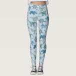 Dinosaur Mönster Blue Leggings<br><div class="desc">Cute whimsical dinosaurs på mittblå bakgrund.</div>