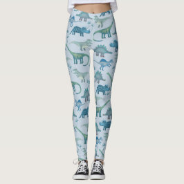 Dinosaur Mönster Blue Leggings