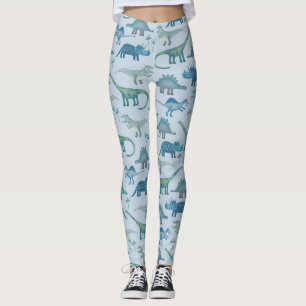Dinosaur Mönster Blue Leggings