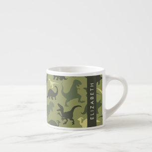 Dinosaur Mönster, Dinosaur Silhouette, ditt namn Espressomugg