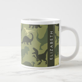 Dinosaur Mönster, Dinosaur Silhouette, ditt namn Jumbo Mugg