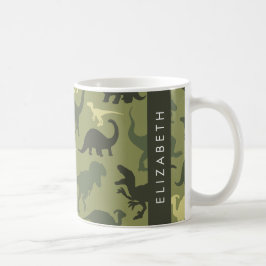 Dinosaur Mönster, Dinosaur Silhouette, ditt namn Kaffemugg