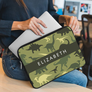 Dinosaur Mönster, Dinosaur Silhouette, ditt namn Laptop Fodral