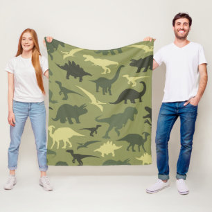 Dinosaur Mönster, Dinosaur Silhouette, Grönt Dino Fleecefilt