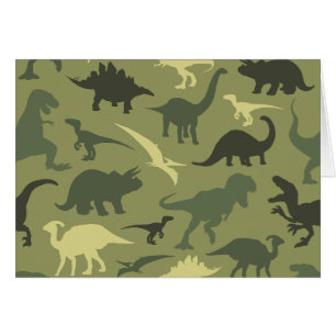 Dinosaur Mönster, Dinosaur Silhouette, Grönt Dino Hälsningskort