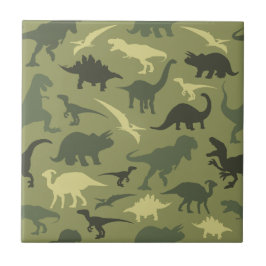 Dinosaur Mönster, Dinosaur Silhouette, Grönt Dino Kakelplatta