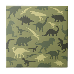 Dinosaur Mönster, Dinosaur Silhouette, Grönt Dino Kakelplatta