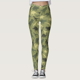 Dinosaur Mönster, Dinosaur Silhouette, Grönt Dino Leggings
