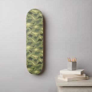 Dinosaur Mönster, Dinosaur Silhouette, Grönt Dino Mini Skateboard Bräda 18,5 Cm