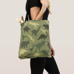Dinosaur Mönster, Dinosaur Silhouette, Grönt Dino Tygkasse
