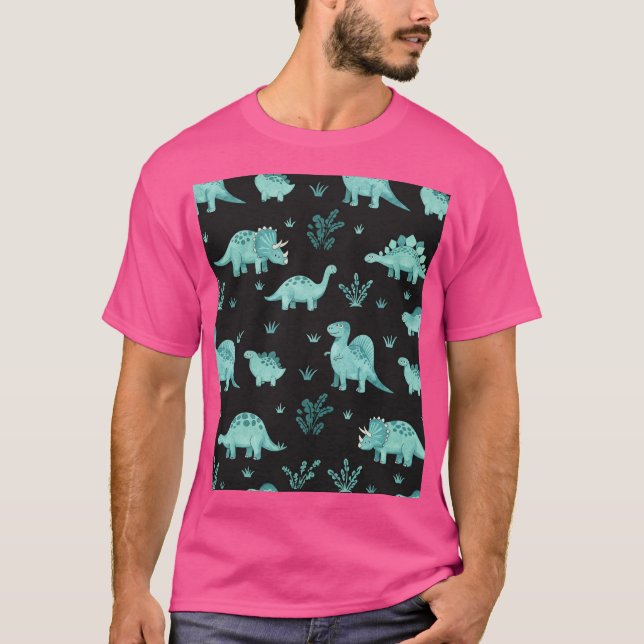Dinosaur Mönster Illustration T Shirt (Framsida)