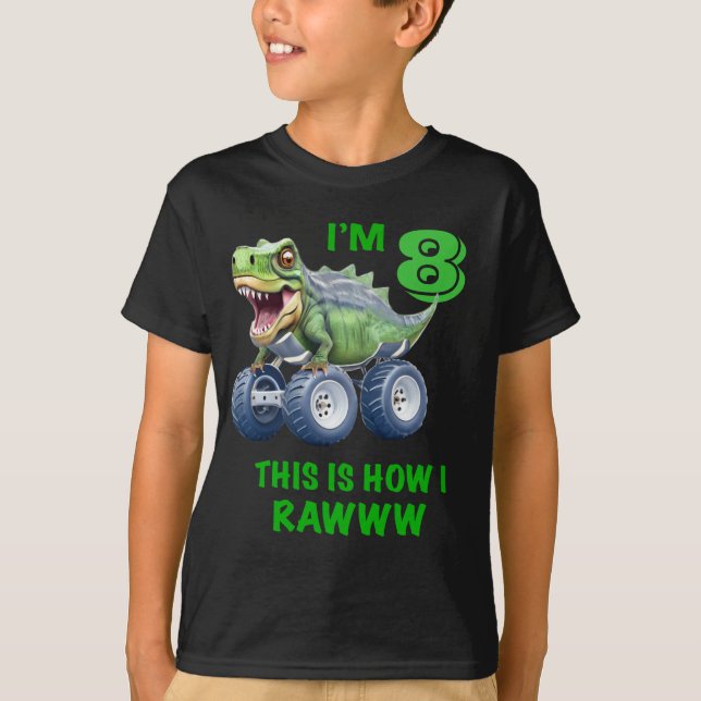 Dinosaur monster lastbil anpassade ålder t shirt (Framsida)