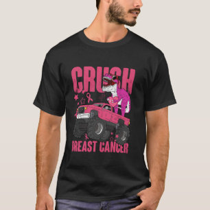 Dinosaur Monster Lastbil Crush Breast Cancer Småba T Shirt