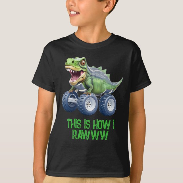 Dinosaur monster lastbil personlig fyller år t shirt (Framsida)
