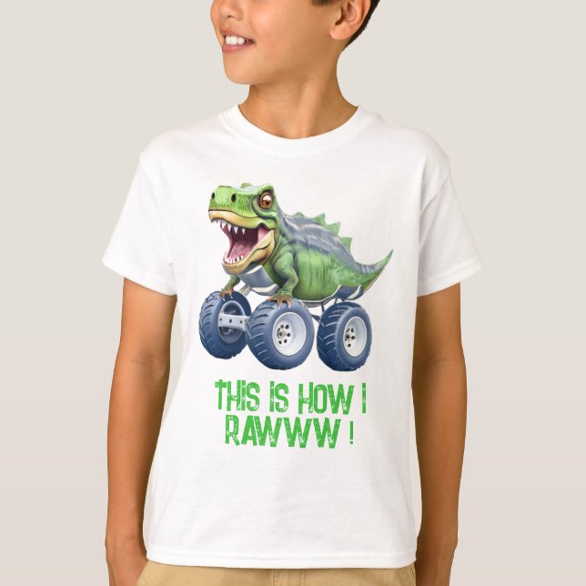 Dinosaur monster lastbil personlig fyller år t shirt (Framsida)