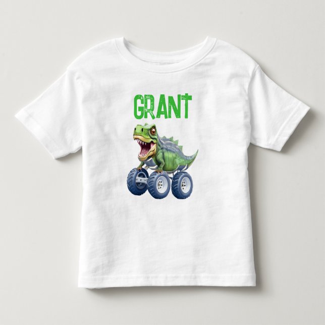Dinosaur monster lastbil personlig fyller år t shirt (Framsida)